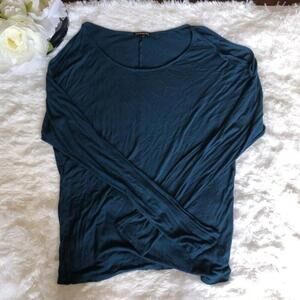 Express Long Sleeve Cold Shoulder Dark Teal Green Top